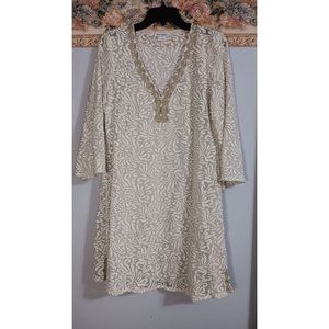 Yoana Baraschi Small Cream Metallic Lined Dance Event Business Occasion Dress